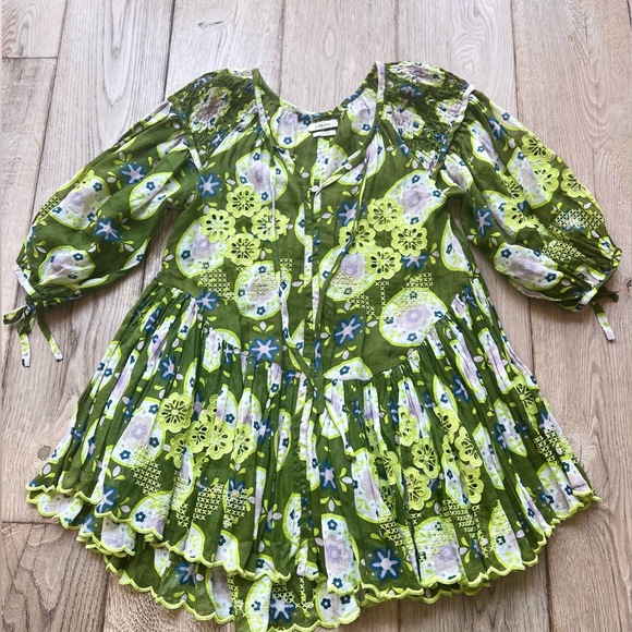 INNIKA CHOO Mini Frill Meg Nettick dress in Lime Floret color, size 0. - Picture 2 of 13